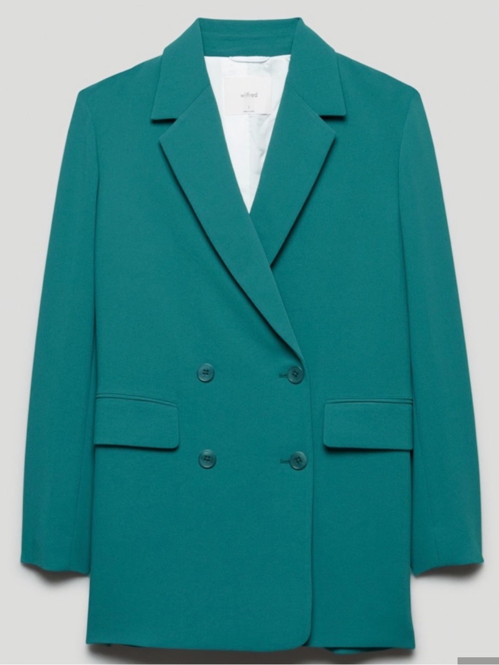 Aritzia Wilfred Charelle Blazer Oversized Fit Teal Blue Japan Crepe Size Medium